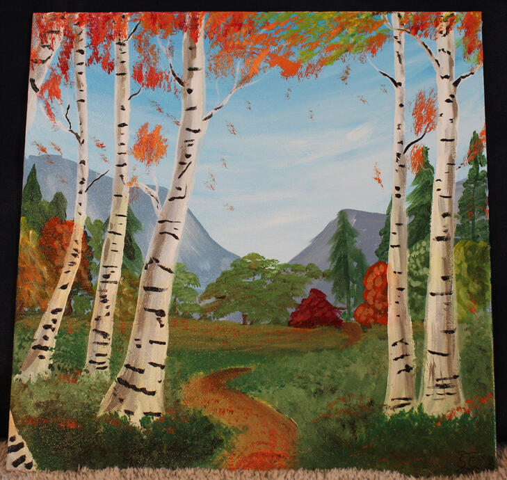 birch trees 12x12 panel -$45