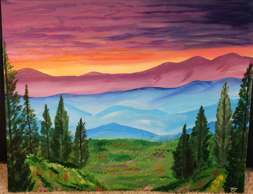 Mountains 16x20 canvas panel -$60
