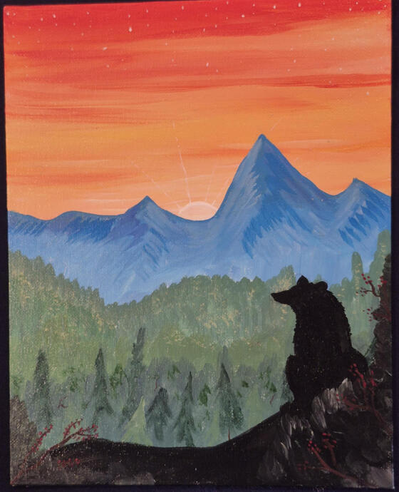 Mtn W bear canvas panel -$30