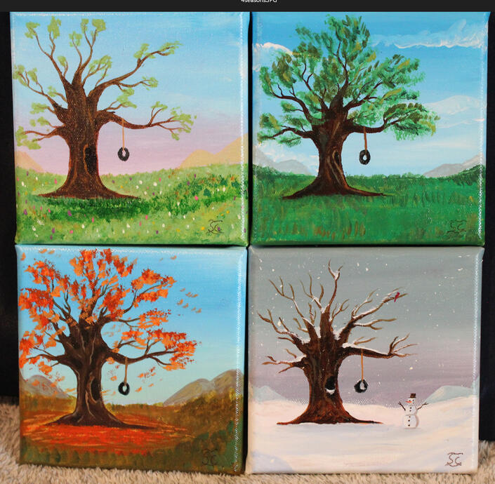 4 seasons set 6x6/ea traditional canvas -$50