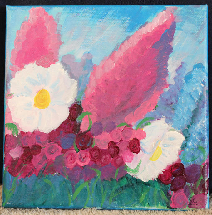 flowers 8x8 traditional canvas $20